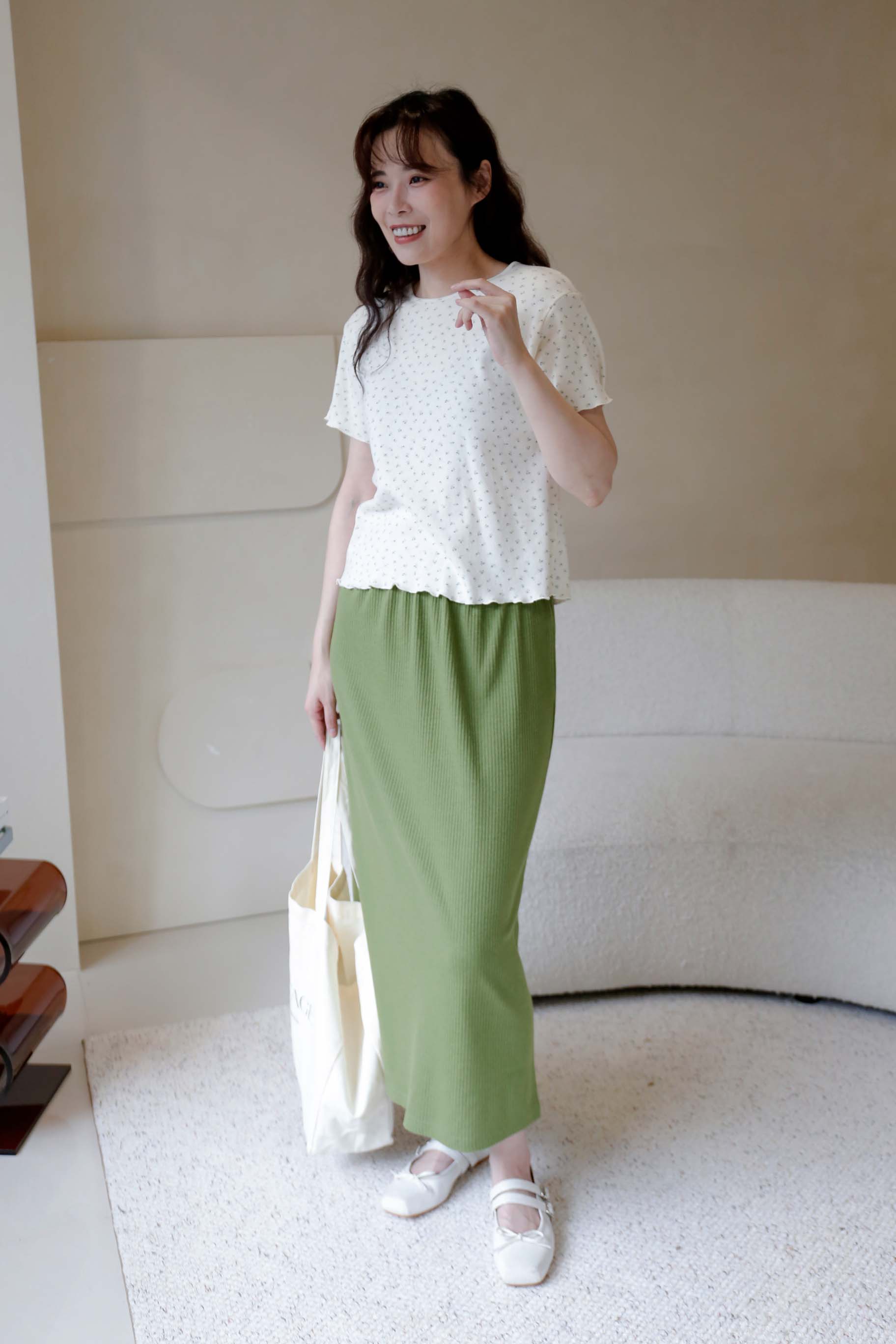 BS韓國映禾羅紋後開衩長裙(兩色)