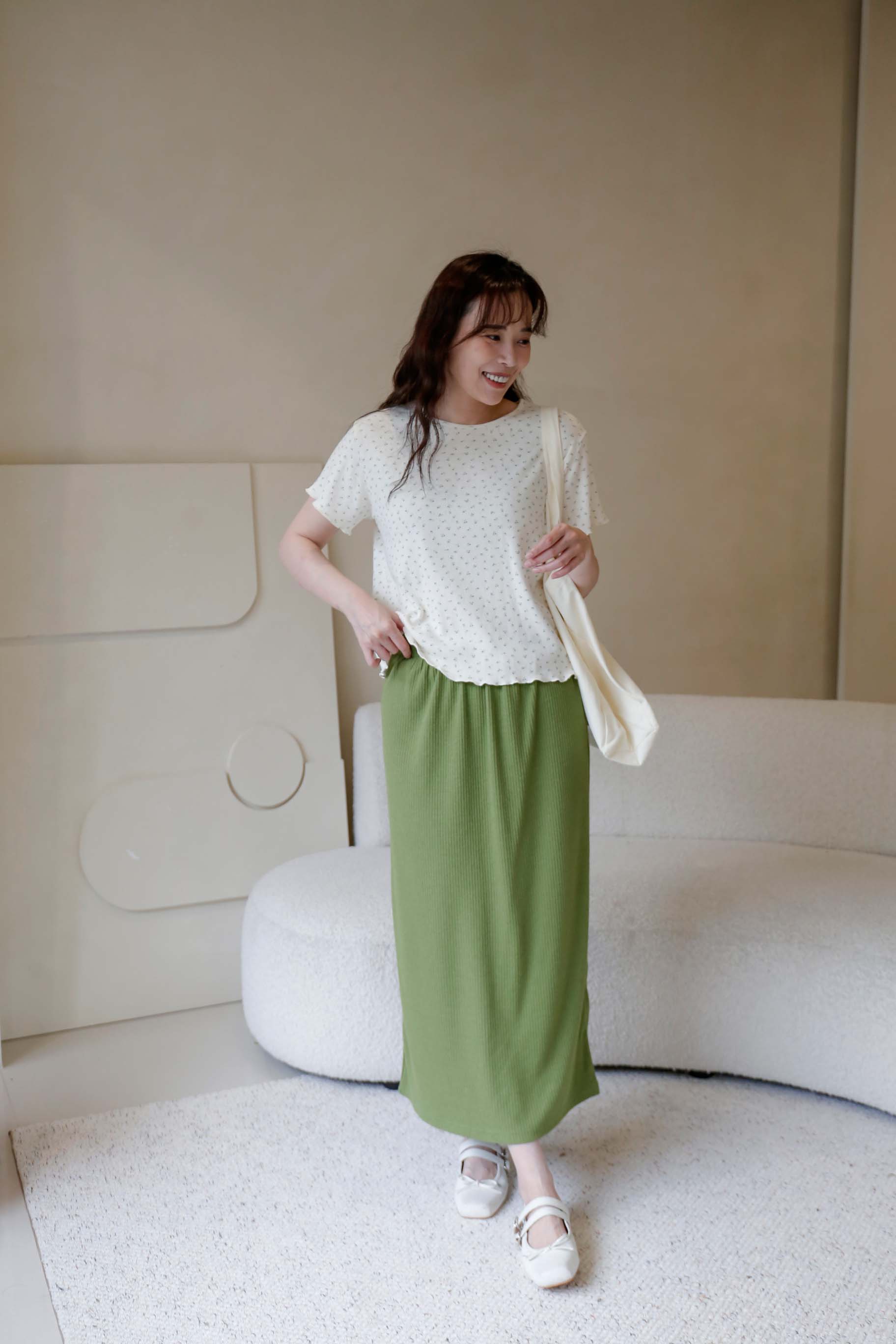 BS韓國映禾羅紋後開衩長裙(兩色)