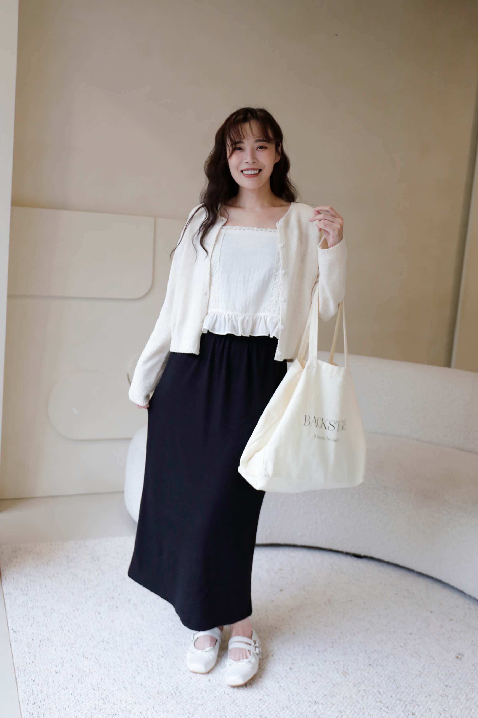 BS韓國映禾羅紋後開衩長裙(兩色)