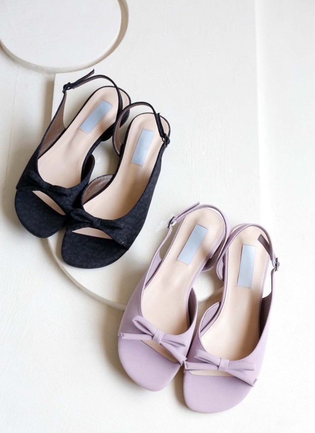 BS韓國采琳蝴蝶結後繫帶涼鞋(兩色)