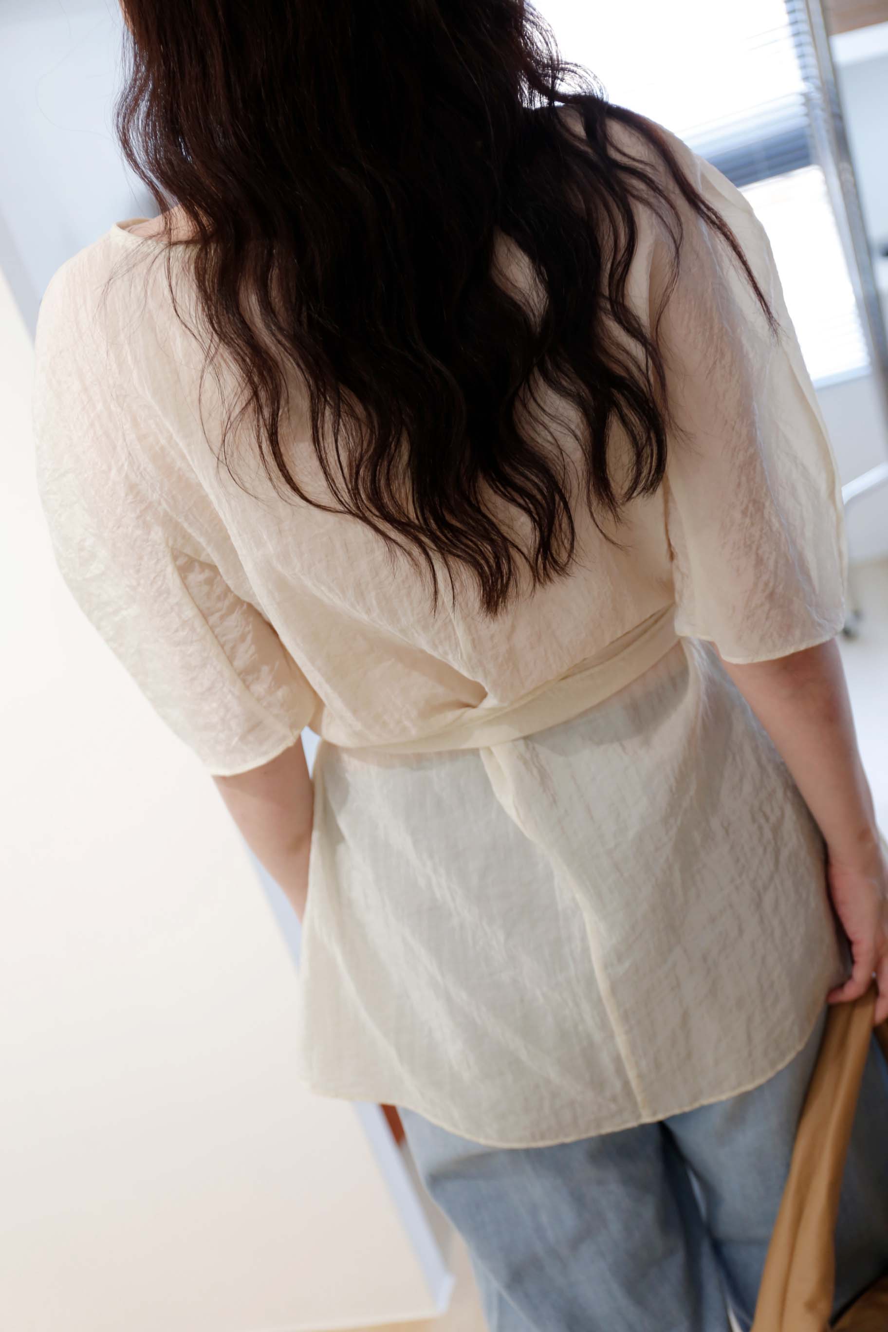 BS韓國舒雅透感綁帶上衣