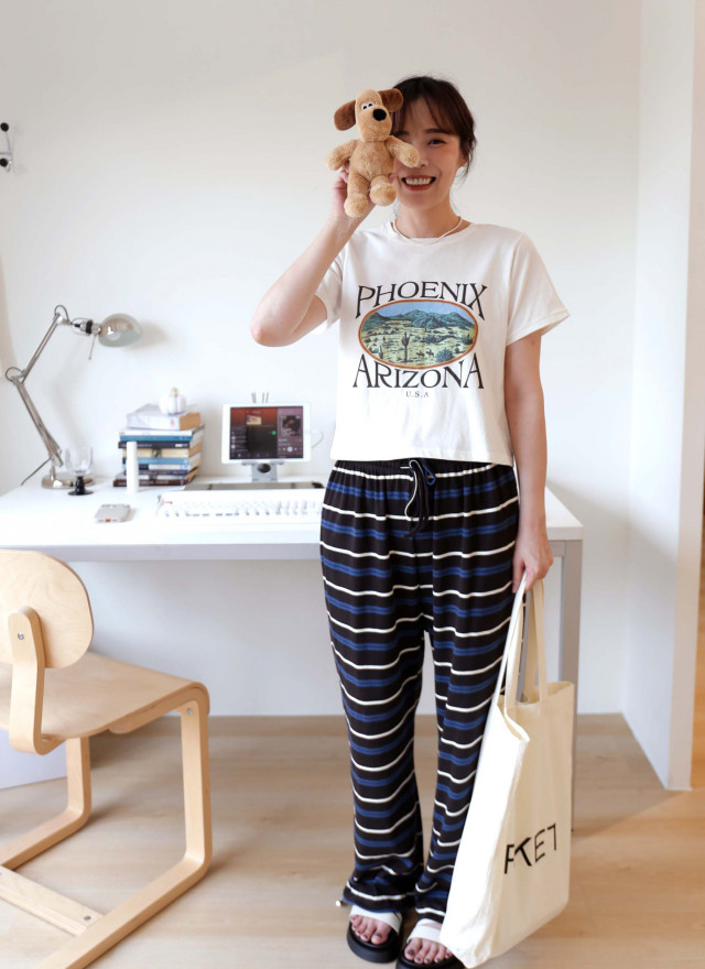 BS韓國律熙寬鬆條紋褲(兩色)