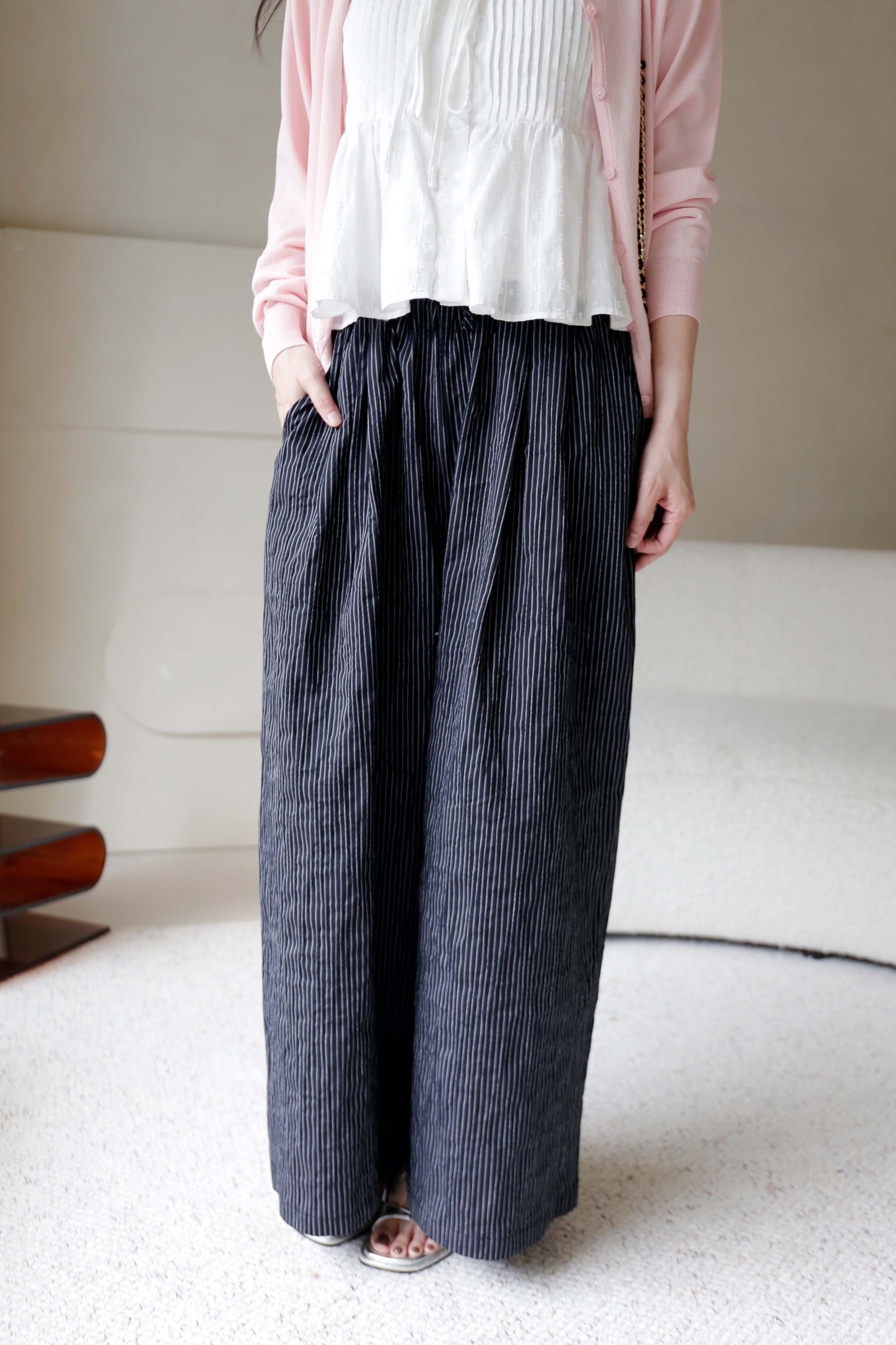 BS韓國藝真直紋寬褲(兩色)