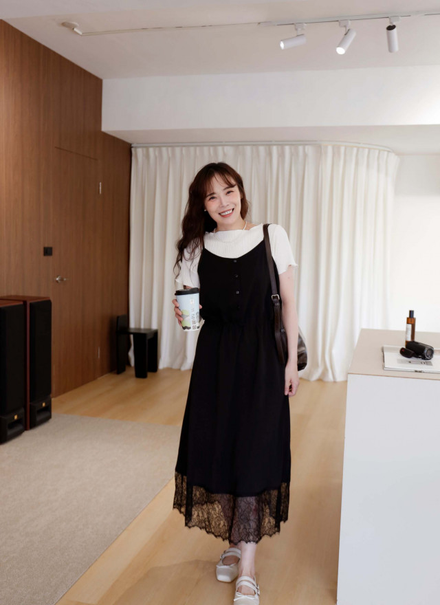 BS韓國瑞希拼接蕾絲洋裝