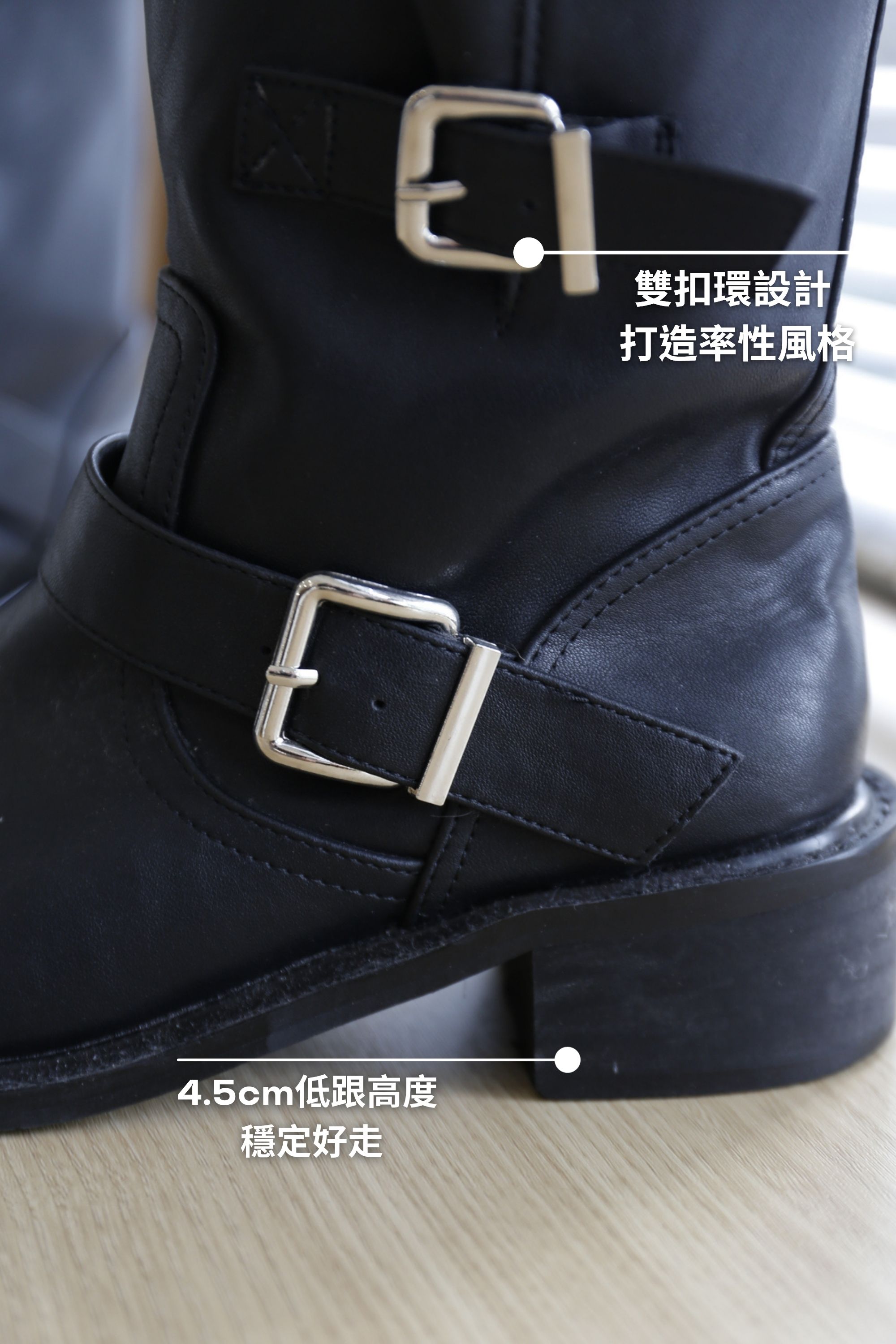 BS韓國夏琳環扣寬口短靴