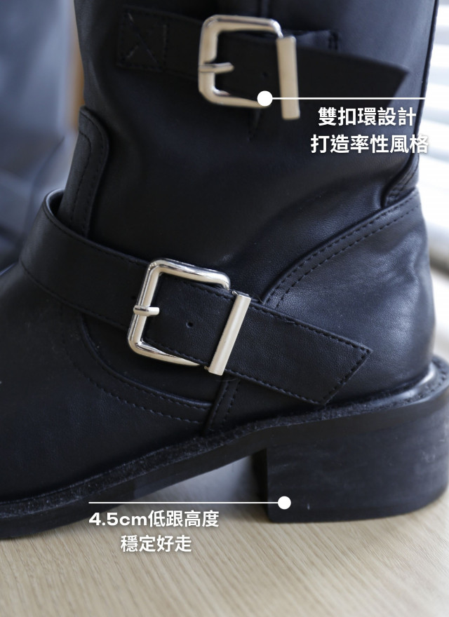 BS韓國夏琳環扣寬口短靴