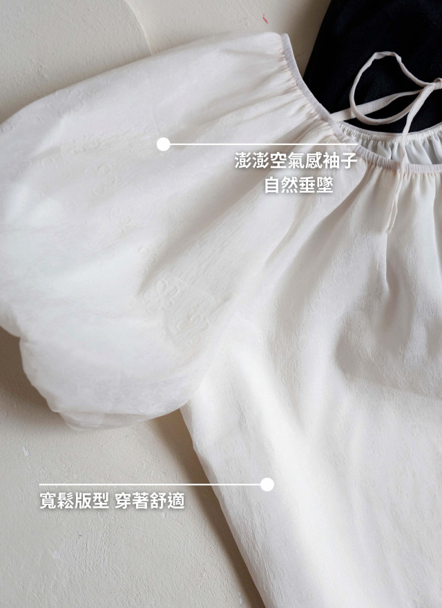 BS韓國琳恩緹花澎袖上衣(兩色)