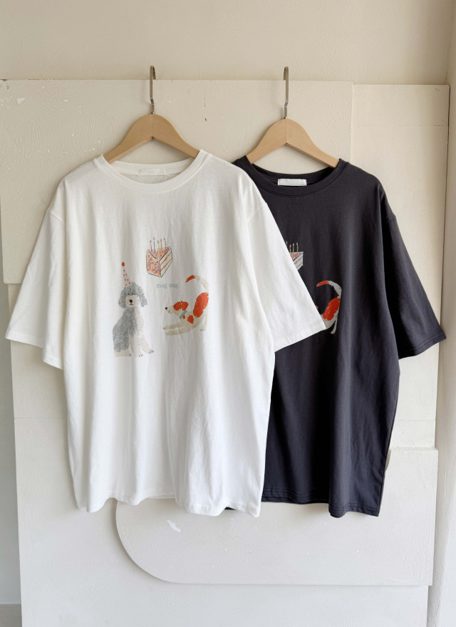 BS韓國手繪派對小狗 T (兩色)